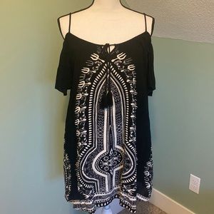 Band of Gypsies Printed Off the Shoulder Mini Dress